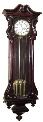 C.1855, Austrian, F. Effenberger, 30-Day, 3-Wt, Grand Sonnerie, Vienna Regulator, in a large (66 beat) serpentine case. — Antique Clocks Price Guide