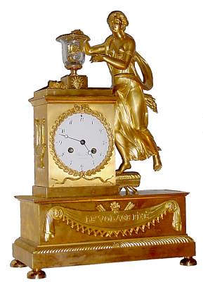 C.1820, French, Blanc Fils, Palais Royal, "LE VOLAGE FIXIE", or 'trapped butterfly', Ormolu Figural Clock, with silk thread suspension movement. — Antique Clocks Price Guide