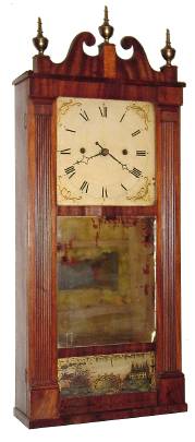 C.1822, Merriman, Birge and Co., Bristol, Conn, Reeded Pilaster and Scroll with Joseph Ives rolling pinion movement. — Antique Clocks Price Guide