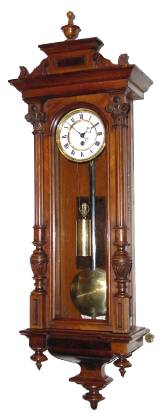 C.1890, Austria, Gebruder Resch Clock Factory "Remember" 8-day, Mini 1-weight wall timepiece, small, 4.3" dial. — Antique Clocks Price Guide