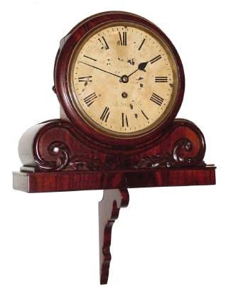 C.1870, English, Single Fusee Timepiece, in a mahogany case with integral carved bracket. — Antique Clocks Price Guide