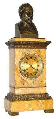 C.1850, French, Pons, Bronze and Sienna Marble, bust of DEMOSTHENES, 8-Day, time and bell strike, silk thread suspension. — Antique Clocks Price Guide
