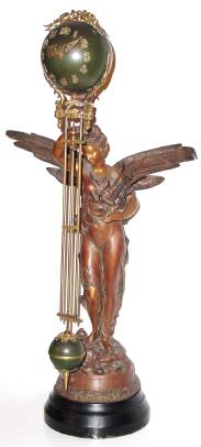 C.1901, Ansonia Clock Co., GLORIA BALL SWING, 8-Day mystery swinging timepiece, the movement contained within the ball of the arm. — Antique Clocks Price Guide