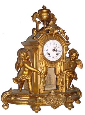 C.1890, French, Automaton Clock, gilt spelter with a secondary movement, tripped by the clocks strike train, that advances a carousel below on the hour and half hour. — Antique Clocks Price Guide