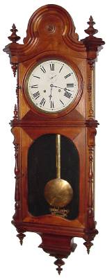 C.1878, Welch, Spring and Co., Regulator No. 5, 8-day, 2-weight time in walnut. — Antique Clocks Price Guide