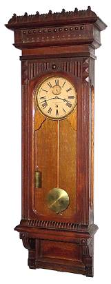 C.1895, Wm. L. Gilbert Clock Co., "Regulator No. 11", 2-weight wall timepiece in oak. — Antique Clocks Price Guide