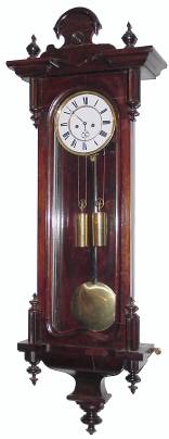 C.1865, Austrian, 2-Wt Vienna Regulator, 8-day, in a dark case of transitional style, seat board mount for movement. — Antique Clocks Price Guide