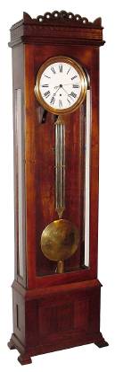 C.1890, An American Pinwheel Regulator, center sweep, in a walnut case with glass sides and an Eastlake style top. — Antique Clocks Price Guide