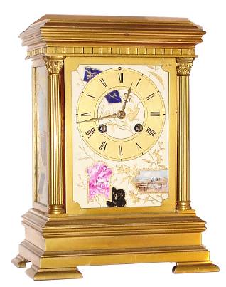 C.1890, French, for the Japanese Market, ormolu architectural clock with 3 porcelain panels in oriental motif. — Antique Clocks Price Guide