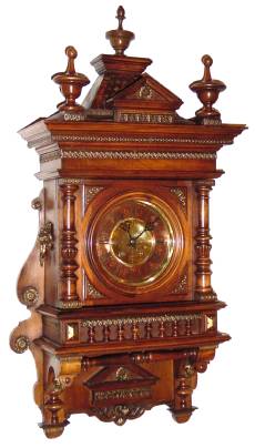 C.1895, German, likely Lenzkirch, now signed L. Hainz, Prag, 8-day time and gong strike wall clock with profuse bronze decorations. — Antique Clocks Price Guide