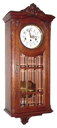 C.1900, German for the French Market, oak cased Westminster chime wall clock with fancy porcelain dial and hands. — Antique Clocks Price Guide