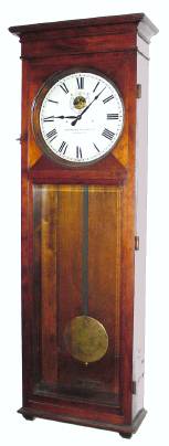 C.1910, Stromberg Electric Co., Chicago, IL, full length electric impulse master clock, birch case with walnut finish. — Antique Clocks Price Guide