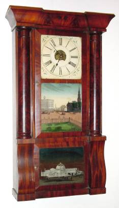 C.1850, Birge, Peck and Co., Column and Cornice, 8-day mahogany cased shelf clock. — Antique Clocks Price Guide