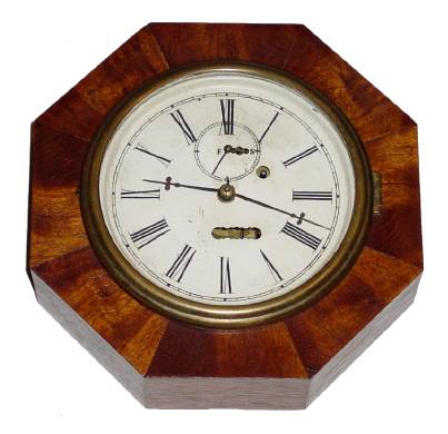 C.1853, Terryville Manufacturing Co., Terryville, Conn., USA, 9 Inch Octagon Marine clock with torsion movement. — Antique Clocks Price Guide