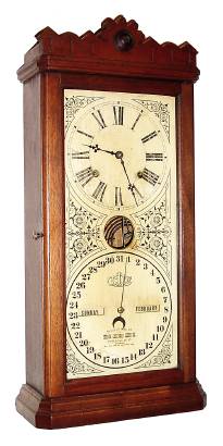 C.1880, Ithaca Calendar Clock Co., GRANGER, time, strike and double dial perpetual calendar in walnut. — Antique Clocks Price Guide