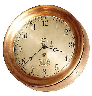 C.1920, Crosby Steam Gauge and Valve Co., Boston, with Chelsea timepiece movement, marine clock, 8.5" dial. — Antique Clocks Price Guide