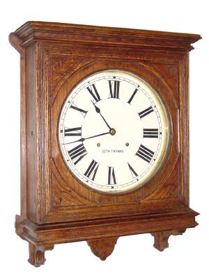 C.1909, Seth Thomas Clock Co., Office No. 5, oak cased wall clock, 8-day time and strike, as-found, from storage — Antique Clocks Price Guide