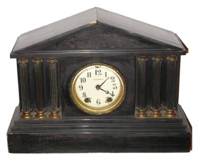 C.1890 Seth Thomas Clock Co., "Madeleine", 8-day time/strike Adamantine veneered mantel clock. — Antique Clocks Price Guide