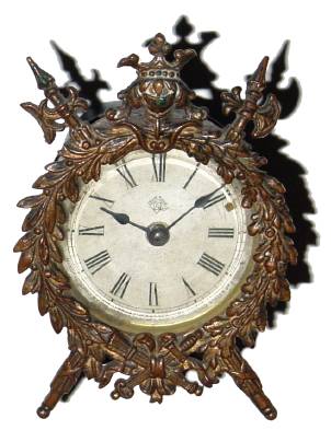 C.1904, Ansonia Clock Co., "Laurel", 30-hour lever movement novelty timepiece. — Antique Clocks Price Guide