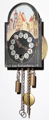 C.1935, German, Souvenir Wall clock from Rothenburg ob der Tauber, 30 hour, complete. — Antique Clocks Price Guide