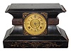 C.1891, Waterbury SPARTA model black enameled iron clock, 8-day time and strike.