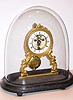 C.1895, French, Small Open Scape Skeleton Clock with original glass dome and base.