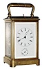 C.1900, French, Brass Cased Carriage Clock, time, strike, alarm and repeat, in a Corniche case.