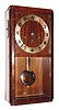 C.1950, German for the French Market, 8-day time Westminster chime, plus strike, wall clock in a dark walnut art Deco case.