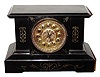 C.1890, New Haven FORTUNA, 8-day time/strike, enameled iron mantel clock, with embossed brass dial and fancy center.