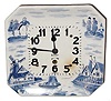 C.1930 German, 8-day blue and white porcelain plate wall timepiece.
