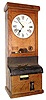 C.1920, English, National Time Recorder Co., Ltd, 8-day double spring time clock with punch-in mechanism in the base, oak case.
