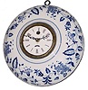 C.1920, German, Hamburg American Clock Co., BLUE and WHITE CLOCK CASE, and dial, now with a battery movement.