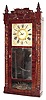 C.1840, Jeromes and Darrow, carved column and splat, 8-day time and strike wood movement shelf clock.
