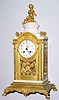 C.1880, French, Vincenti and Cie, Ormolu and Marble Crystal Regulator, with beveled glass sides, and domed top, surmounted by a flute playing putti, 8-day gong strike.