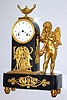 C.1825, French, Empire Period Mantle Clock, 8-day time and bell strike, Love themes, gilt and dark bronze.