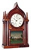 C.1853, Brewster Manufacturing Co., 8-day time and strike 4-column Gothic or onion top shelf clock.