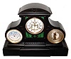 C.1890, French, Perpetual Calendar Clock, with open escapement on the dial and Aneroid barometer to the right.