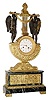 C.1875, French, Lyre Clock, pendulum over movement, 8-day bell strike, a pair of bronze angels holding the support for the pendulum.