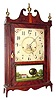 C.1820, Seth Thomas, Off Center Pillar and Scroll, 30 hour wood works, in a mahogany case with original scrolls and feet, from J. Cheney Wells collection.