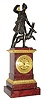 C.1840, French, Pons, Bronze Figural Clock, DIANA, HUNTING, 8-day bell strike with engine turned bezel (rotate to remove both front and rear bezels).