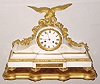 C.1861 (Dated), French, White Marble and Ormolu Figural Clock EAGLE with SNAKE, 8-Day bell strike, presentation clock with glass dome.