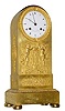 C.1825, French, Doniere and Matelin, Fabricantes de Bronzes a Paris, rounded Gothic mantel clock, ormolu with applied figures, Winged Cherubs putting Chicks back in a nest.