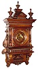 C.1895, German, likely Lenzkirch, now signed L. Hainz, Prag, 8-day time and gong strike wall clock with profuse bronze decorations.
