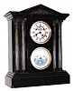C.1890, French, Double Dial, Perpetual Calendar, in a black marble case with 4 bronze Corinthian columns, and open escapement.