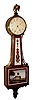 C.1920, Waltham Watch Co, Waltham, Mass, Willard Banjo, weight driven timepiece, 8-day in a mahogany cross-banded case.