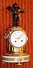 C.1870, French, Ormolu and Marble, mantel clock, CUPID, with a quiver of arrows at his feet, 8-day time and bell strike.