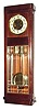 C.1910, German, Gustav Becker 2-Weight, 8-day time and strike wall clock in a mahogany art Deco case, with ribbed brass pattern on dial center, weights and pendulum.