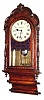 C.1880, Anglo-American, 8-day time and bell strike inlaid wall clock, double rolling pin model.