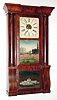 C.1850, Birge, Peck and Co., Column and Cornice, 8-day mahogany cased shelf clock.