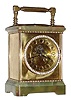 C.1890, French, Clock with Barometer, in the form of a giant carriage clock, onyx top and bottom, with exposed curved platform escapement on the dial center, 8-day.